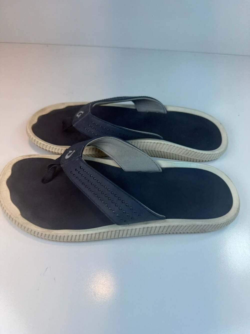 OluKai Ulele Sandals Size 10 Blue Gray Thong Flip Flops